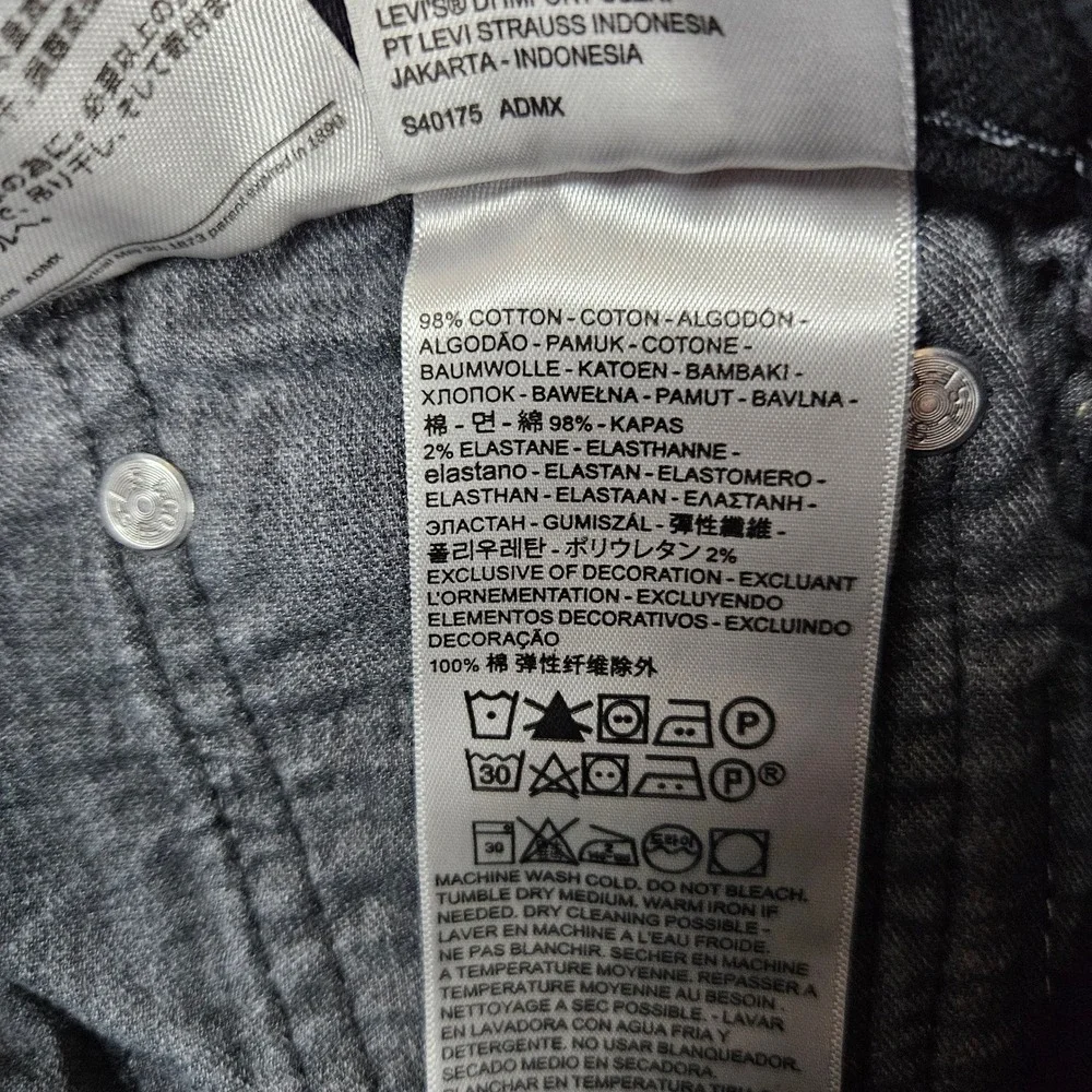 Levis 510 Skinny Jeans Mens 29x32 Black Distressed Ripped Knee Denim